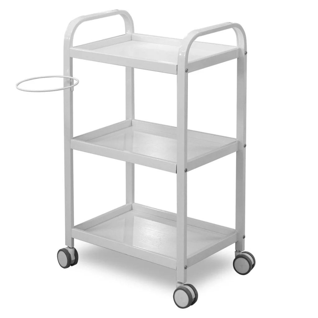 Spa clinic facial trolley with shelves and casters